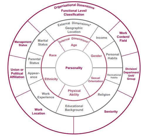 An image that describe the identity wheel. It highlights different dimensions and levels of identity.
